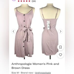 NWT Elizabeth Crosby Emma Dress Pink Mauve medium button and tie
